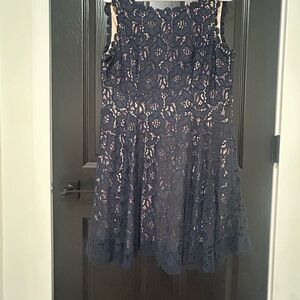 City Studio Navy Floral Lace A-Line Skirt